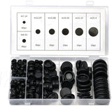 Rubber Grommet - Pack of 200 - Black - 7mm/9mm/12mm/16mm/20mm/22mm/25mm - Closed Rubber Grommet - For Wire, Electrical Installation, Cable Protection - Round Rubber Stopper