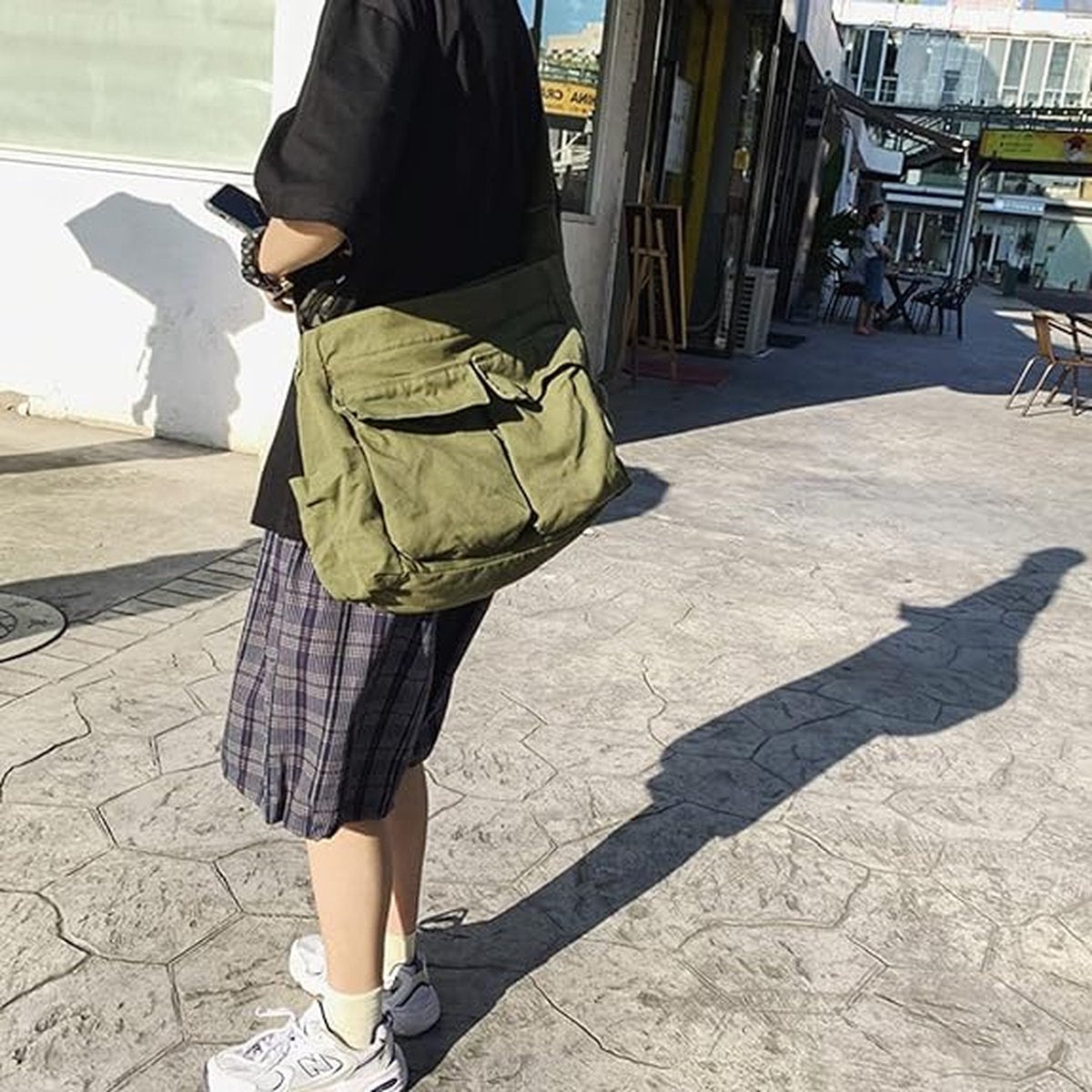 Canvas Shoulder Bag - Unisex Shoulder Bag - Shoulder Bag - Messenger Bag - Vintage - Green - 34*15*40cm - Canvas