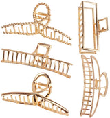 Hair Clips - 5 Pieces - Women - Hair Accessories - Hair Clip - Gold - Hairpins - Clips - Metal - Butterfly, Square and Curved - Hair Claw