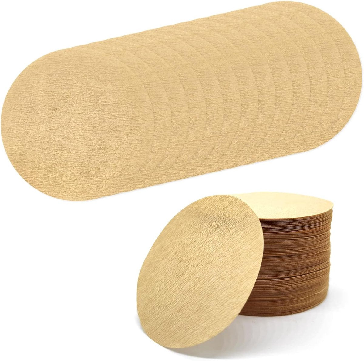Coffee Filter Paper - 400 Pieces - Coffee Filters - Paper - Wood Fiber - Filters - Round - Replacement Micropaper Filters - Barista Tools - For Coffee and Espresso Machines - 58mm - Khaki