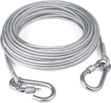 Dog leash cable - 5mm * 3m - stainless steel - silver - dog chains - with double fastening stainless steel buckle - camping accessories - dog game ground stake - heavy-duty dog chain - exhaust leash for animals