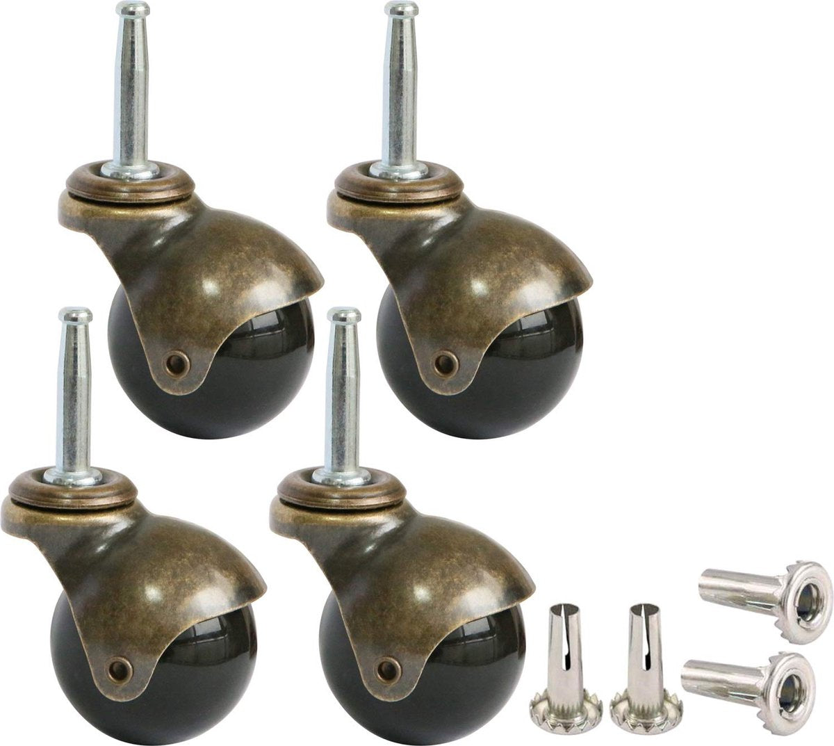 Set of 4 Furniture castors - transport castors - 50mm - Swivel castor - 30kg Load capacity - Height 64mm