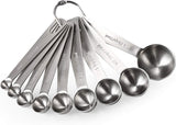 Measuring Spoons Set - 9 Pieces - Measuring Spoons Cups - BPA Free - Measuring Spoons - Measuring Spoons - Gram & ML Weighing - Measuring Spoons - Measuring Cups Spoons - Measuring Spoons - Stainless Steel - Silver - 15ml / 7.5ml / 5ml / 3.75ml / 2.5ml / 