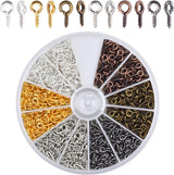 600 pieces - Screw hooks - Screw hook - Screw eyes - Screw eye - Small hook - Wall hook - Length 8 mm - Metal - color - with screw mounting - with storage box