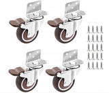 Casters Set of 4 with Brakes - 25mm + Screws TPR Rubber Heavy Duty Wheels 15KG - Furniture Casters for Furniture - Casters for Trolley - Heavy Duty Casters - Rubber Trolley Wheels