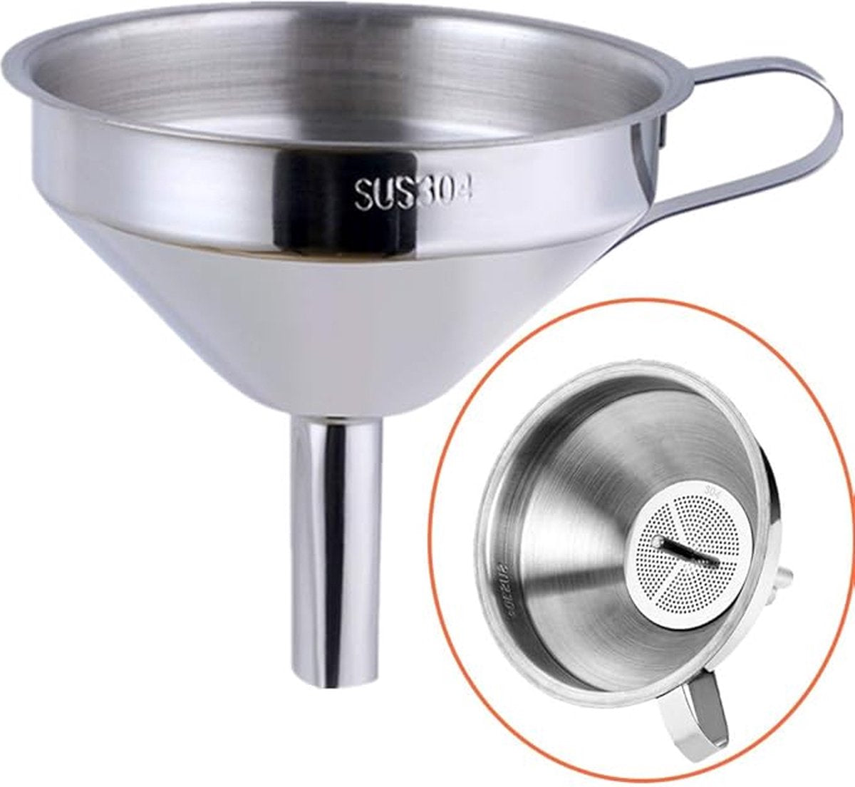 Funnel - Kitchen Funnels - Metal Filling Funnel - Filling Funnel - High Quality Funnel - Stainless Steel - Ø15 cm - Silver