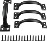 Handle - Door Handle - 121 MM - Pack of 4 - Curved Handle - Drawer Handles - Kitchen Cabinet Handles - Door Handles - Cabinet Handle - Furniture Hardware - Kitchen Handle - Black - Iron - 13.8*3.2 cm