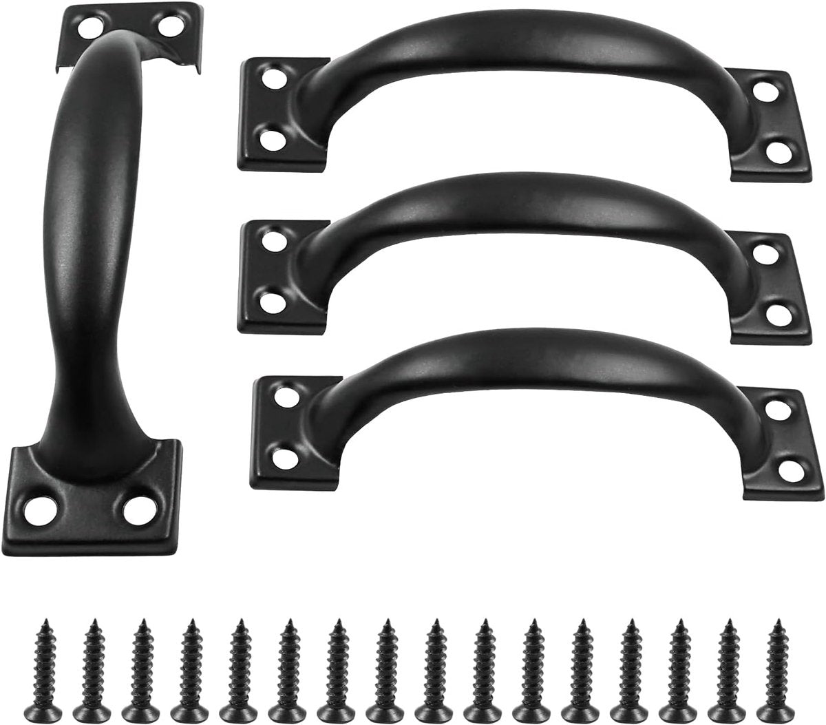 Handle - Door Handle - 121 MM - Pack of 4 - Curved Handle - Drawer Handles - Kitchen Cabinet Handles - Door Handles - Cabinet Handle - Furniture Hardware - Kitchen Handle - Black - Iron - 13.8*3.2 cm