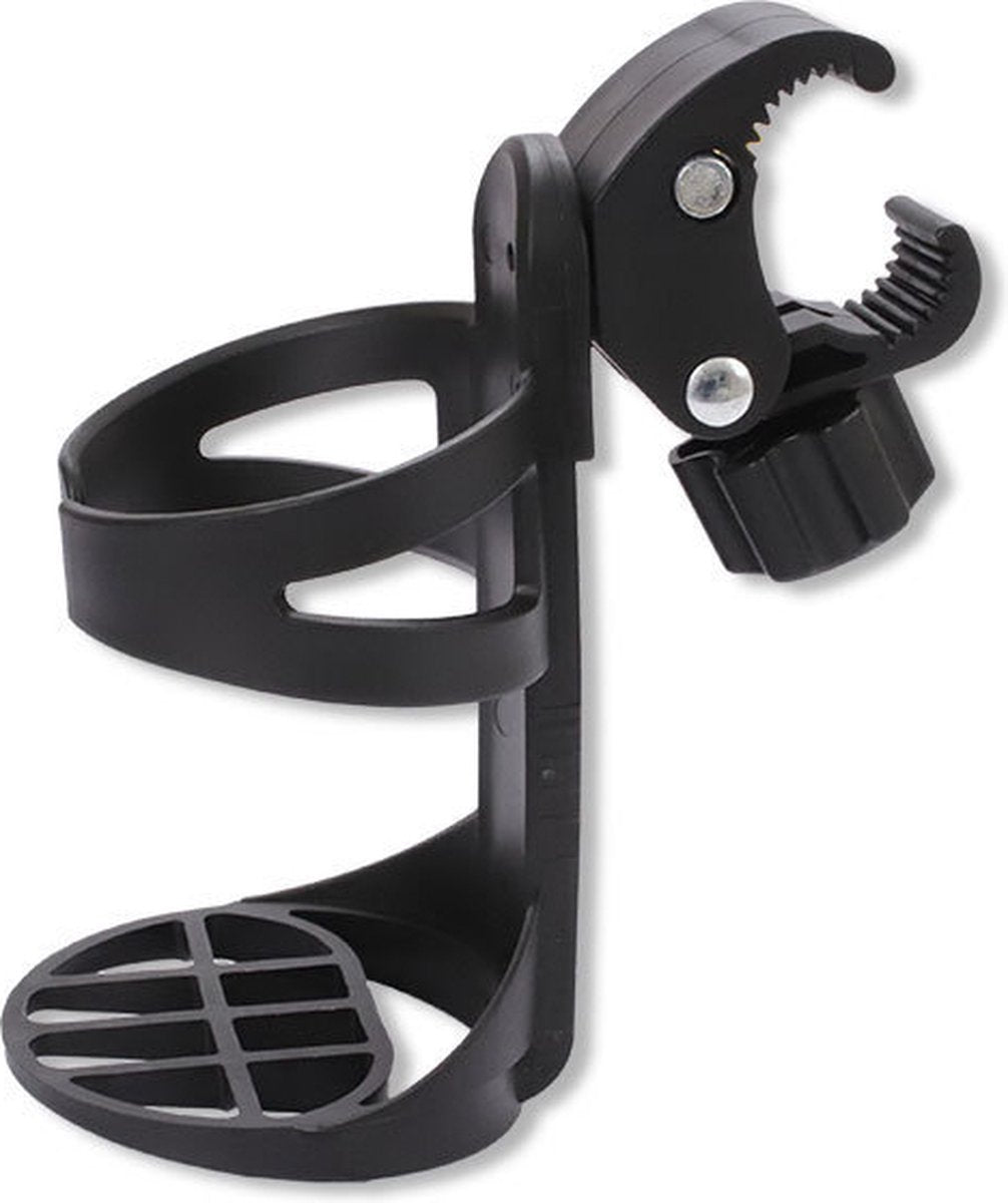 Bicycle cup holder - Cup holder - PP - black - Stroller cup holder - 360 degree rotation - adjustable clamp - Universal - large caliber - for mountain bikes, bicycles, strollers and wheelchairs