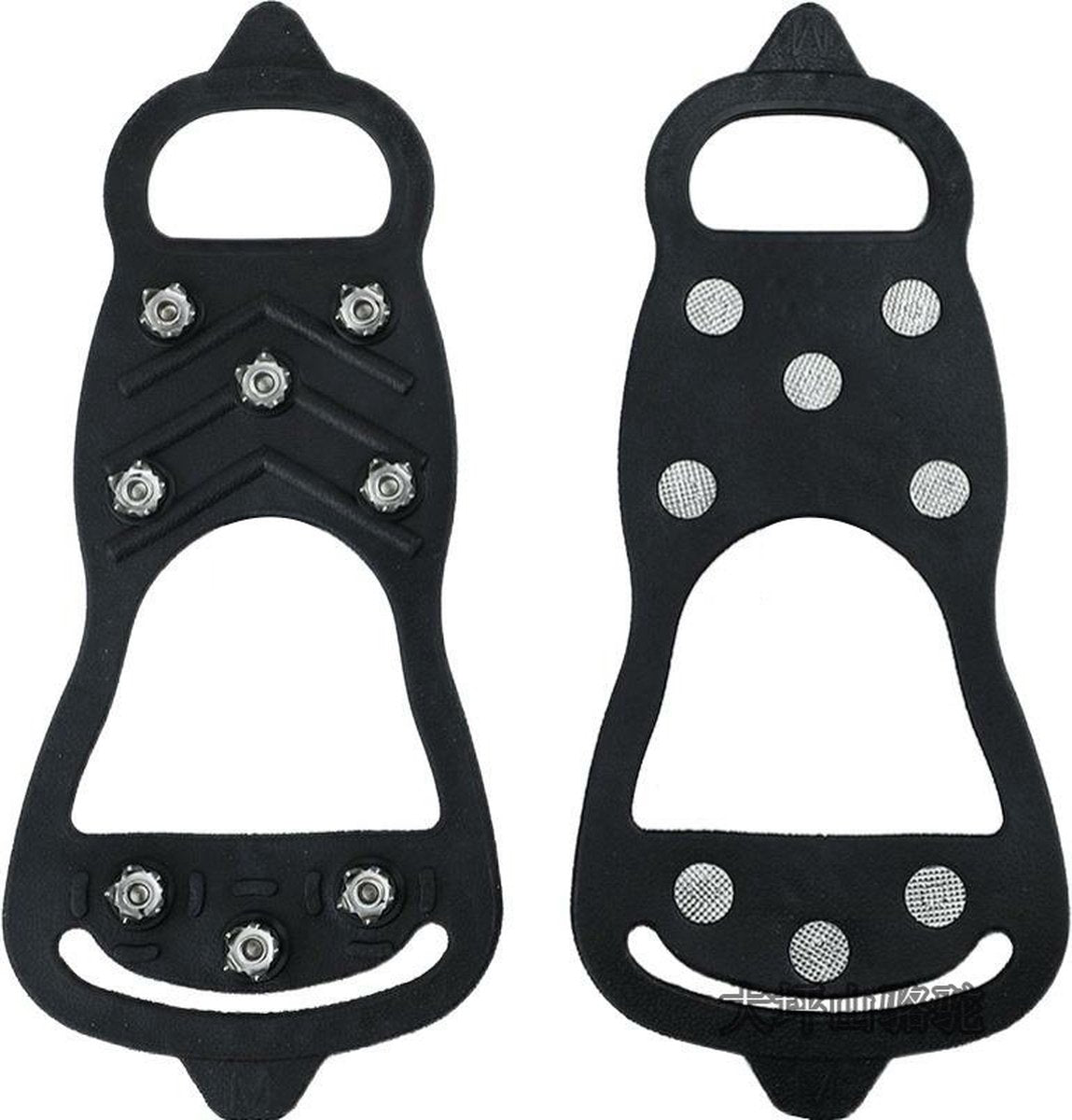 1 pair - Anti-slip spikes for under shoes - Size 41-46 - anti-slip gripper spikes claw - Snow shoes - black - Silicone