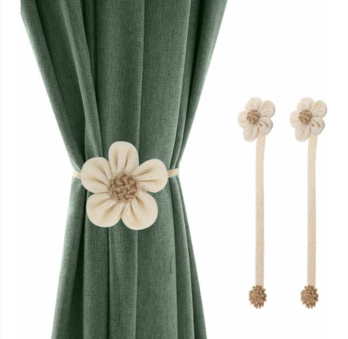 Curtain Holder - 2 Pieces - Curtain Tie Back - Curtain Tie Rope - Magnetic Curtain Cord - Beige - 40 cm