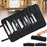 Knife Set Storage Bag - Professional Chef's Cutlery Bag - Chef's Knife Bag For up to 22 Knives - Black - Kitchen Set - Chef's Knife Roll - Chef's Knife Roll Bag - Travel Tool Roll Pouch Storage - 35.5*58 cm - Knives not included