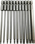 11 pieces - Screwdriver bits - Screwdriver bit set - Long Torx screwdriver set - Hollow Torx bit set - S2 steel - with security head - hexagon shaft - 100mm - T6 T7 T8 T9 T10 T15 T20 T25 T27 T30 T40