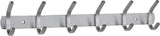 Wardrobe hooks - 6 hooks Stainless steel - Hook strip - Clothes hooks - For wall, wardrobe rail, wall wardrobe for bedroom, bathroom, kitchen - Silver - Coat hooks - 40.5 cm