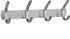Wardrobe hooks - 4 hooks Stainless steel - Hook strip - Clothes hooks - For wall, wardrobe rail, wall wardrobe for bedroom, bathroom, kitchen - Silver - Coat hooks
