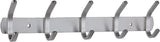 Wardrobe hooks - 5 hooks Stainless steel - Hook strip - Clothes hooks - For wall, wardrobe rail, wall wardrobe for bedroom, bathroom, kitchen - Silver - Coat hooks - 38 cm