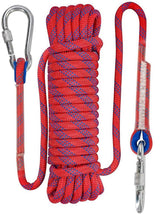 Rope - 10 Meters - 10mm Thickness - Includes Carabiner - Sturdy Climbing Rope for Magnet Fishing - Red - Escape Fire Rescue Rope - Climbing Rope