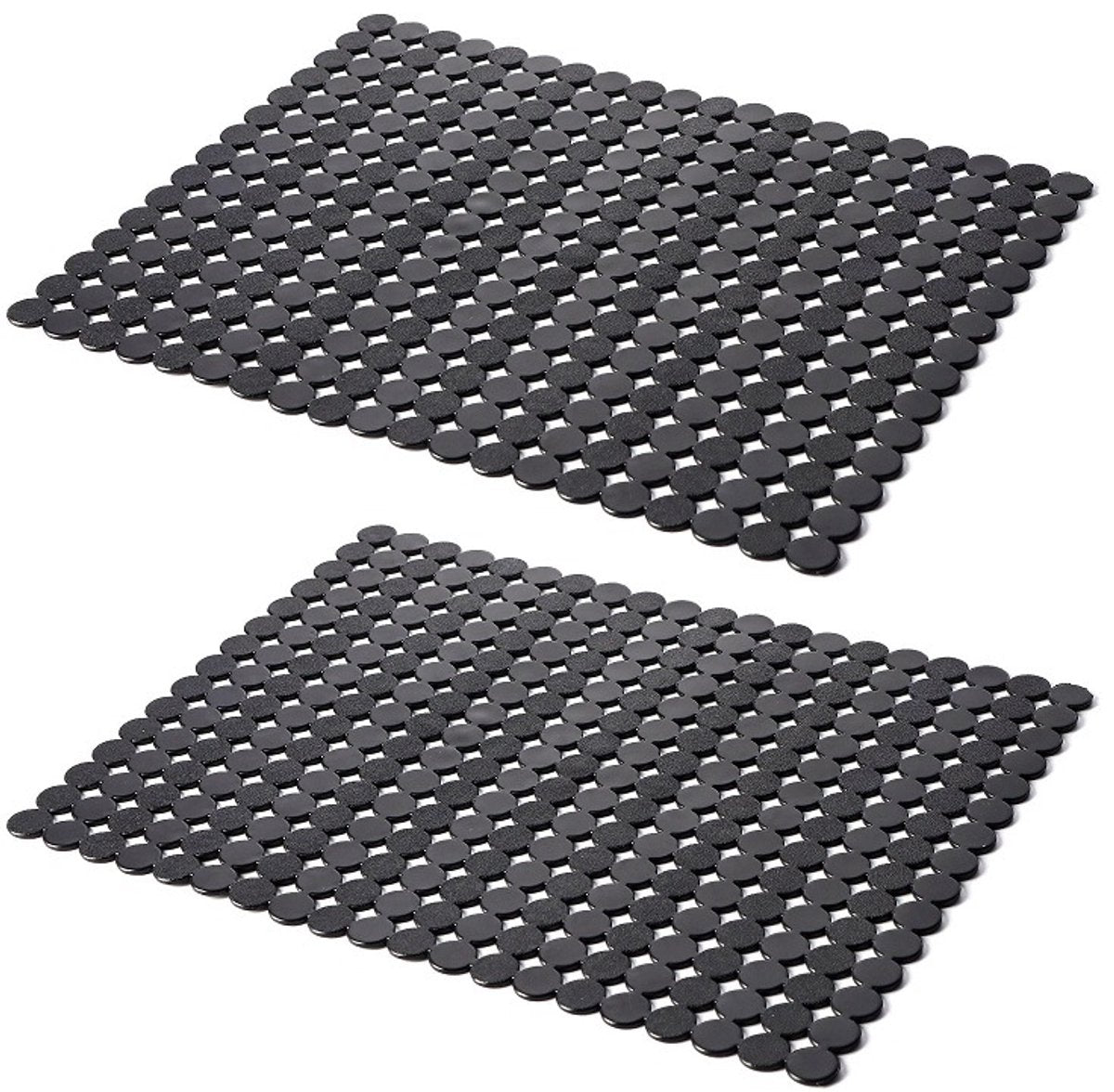 Sink mat - 2 pieces - 30x40cm - Sink insert - Rectangular - Dot design - Sink protection - Black - PVC - Sink mat - Sink mat - Washbasin mat