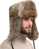 Fur Hat - Unisex - Men's Winter Hat - Women's Fur Hat - Winter Trendy Electric Bicycle Earmuff - Keep Warm - XXL (58-60cm) - Khaki
