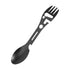 Stainless Steel Spoon and Fork - 10-in-1 Multi-Tool - Works as a combination spoon, fork, knife, bottle opener and wrench - Ideal for picnics, travel, backpacking, hiking and fishing - Black