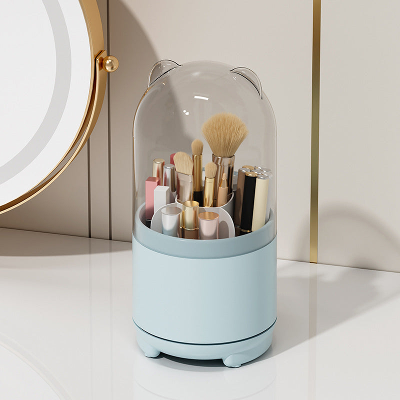 Storage box - storage box with compartments - storage box with lid - Storage rack for makeup - Rotatable - Transparent acrylic material - suitable for dressing tables, desks and bathroom counters - Blue