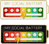 2 pcs MY SOCIAL BATTERY, Funny Social Mood Brooch Pin for 7 Days, Pin Funny Social Battery Brooch Badge Mood Pin Badge Cute