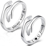 Compatible with S925 Sterling Silver Adjustable Hug Ring for Women and Teenage Girls