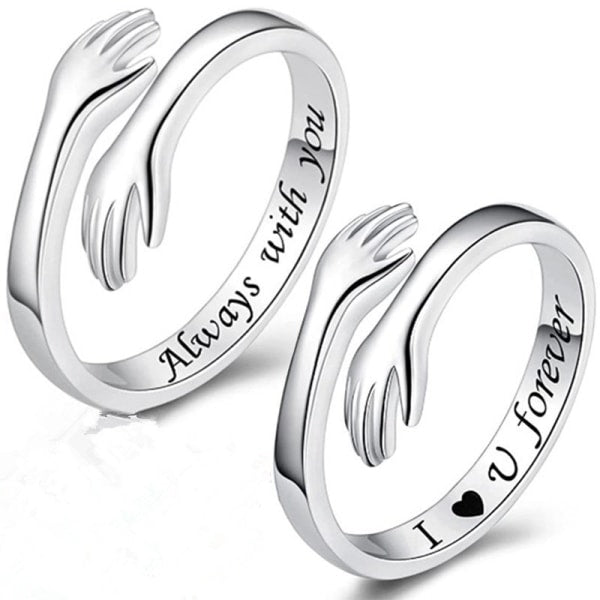 Compatible with S925 Sterling Silver Adjustable Hug Ring for Women and Teenage Girls