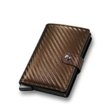 Carbon Fiber Credit Card Holder RFID Slim Wallet Compatible withSamsung Minimalist Thin Pop Up Metal Wallet Small Black Bronze