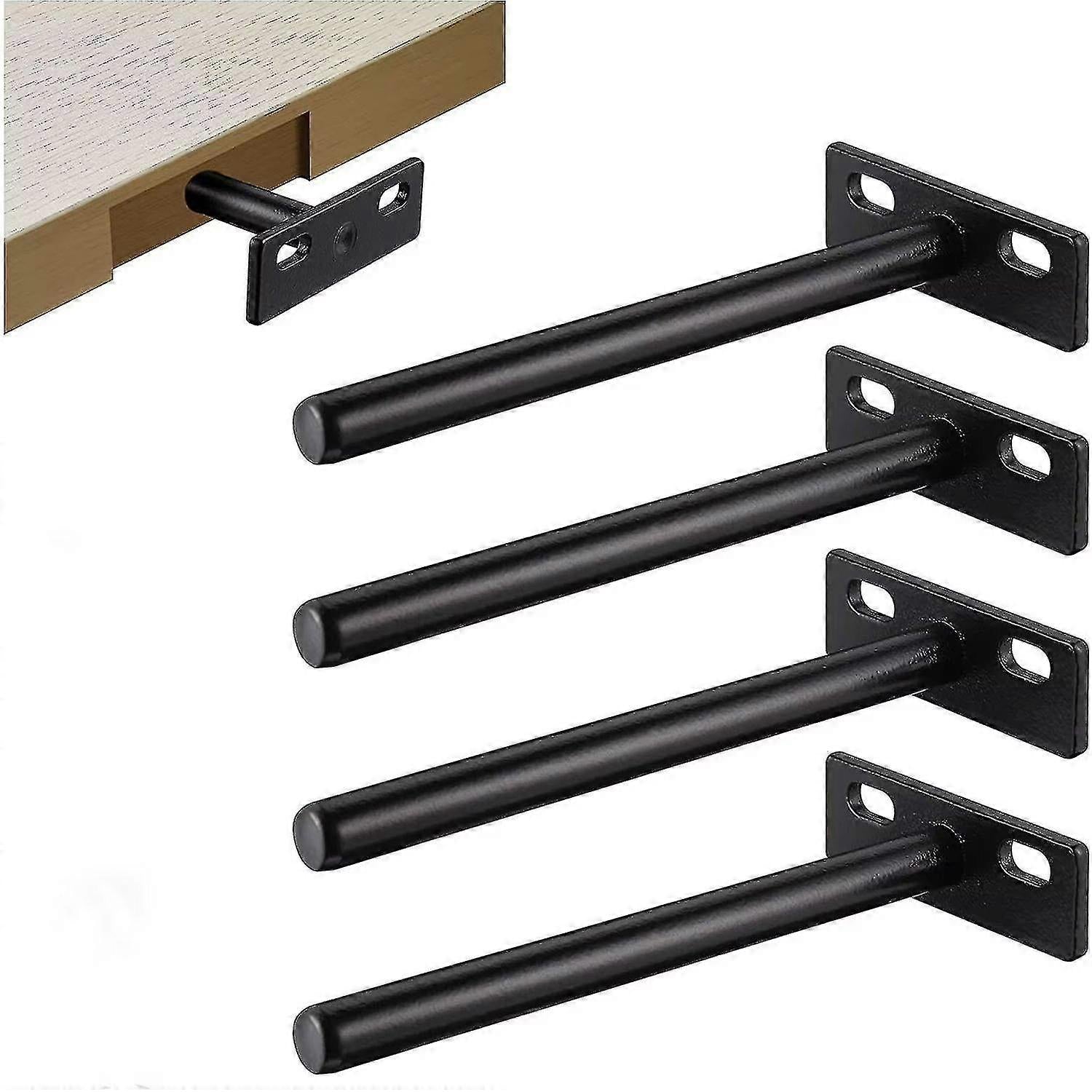 Heavy Duty Invisible Floating Shelf Bracket 4 pcs, Metal Hidden Bracket Compatible with Wood