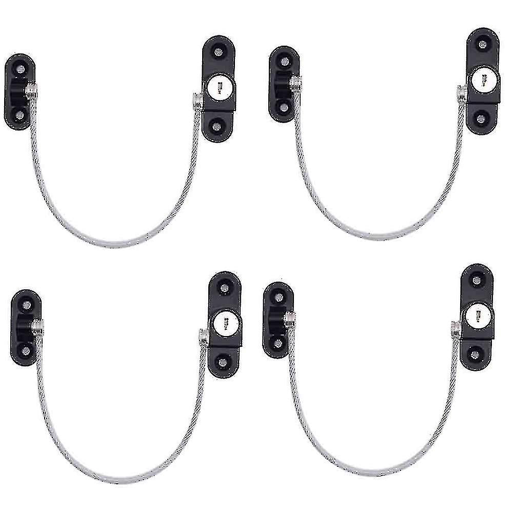 4 pcs Window Limiter, Window Stopper, Childproof Window Lock, Window Lock, Door Lock - Black