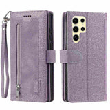 Compatible with Samsung Galaxy S25 Ultra Case PU Leather Wallet Cover with Zipper and 9 Card Slots