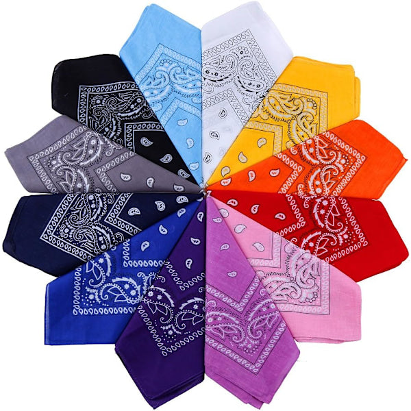 12 Pack Bandana Scarf 54x54cm Unisex Handkerchief 12 Colors