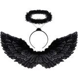 Halloween Devil Feather Wings for Kids Black Costume Accessories
