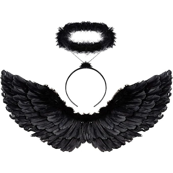 Halloween Devil Feather Wings for Kids Black Costume Accessories