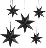 Hanging Christmas Decorations, 5 pcs Hanging Black Stars, Black Paper Star, 3 pcs Diameter 25cm, 2 pcs Diameter 40cm for Wedding, Christmas Party, DIY Black