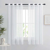 White Sheer Curtains Set of 2 132x160 cm Organza Tulle Eyelets Transparent Light Filter for Bedroom Kitchen