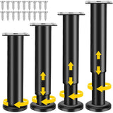 Furniture Legs Black 4 pcs Adjustable 18-30 cm with 18 Screws Metal Cabinet Feet for Sofa Table Chair