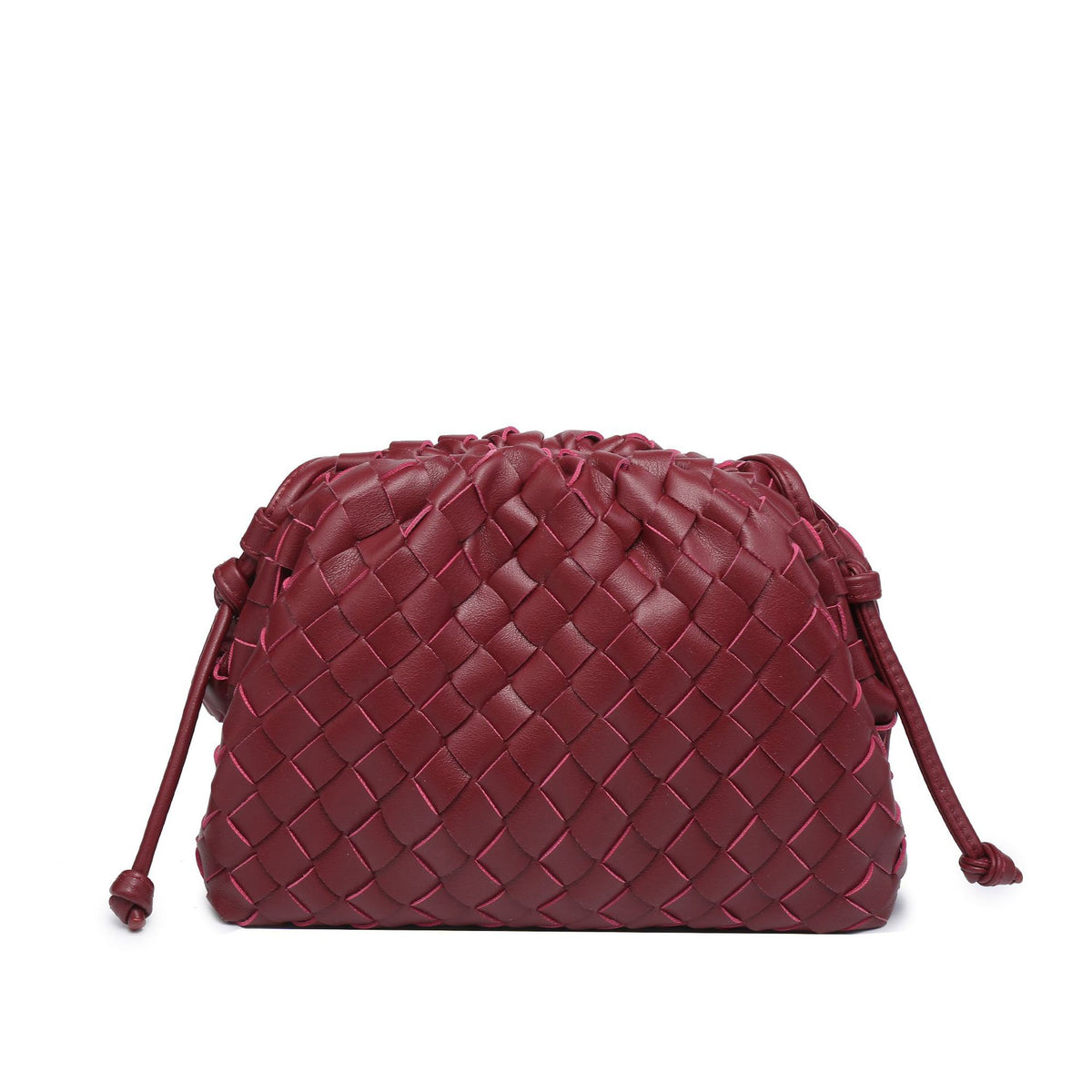 Cloud Backpack 2024 New Style Bag Ladies Cow Leather Crinkle Dumpling Bag Ladies Handbag Shoulder Bag MJ51 Wine Red 22*9*14cm