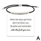 Don't Let the Tough Days Win Bracelet for Women and Men, Inspirational Black onesize