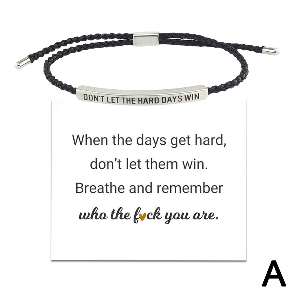 Don't Let the Tough Days Win Bracelet for Women and Men, Inspirational Black onesize