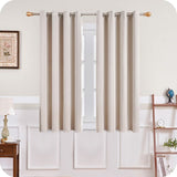 Short Beige Thermal Insulating Blackout Curtains Set of 2 with Eyelets 140 x 160 cm Compatible with DEBUNS for Small Window Living Room Bedroom