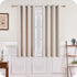 Short Beige Thermal Insulating Blackout Curtains Set of 2 with Eyelets 140 x 160 cm Compatible with DEBUNS for Small Window Living Room Bedroom