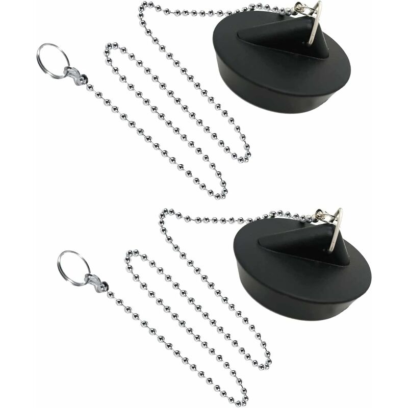 Rubber Sink Stopper with Ball Chain, Universal Stainless Steel Sink Stopper with Hook for Sink or Bathtub