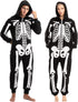 Unisex Skeleton Onesie Pajamas Plush Skeleton Jumpsuit Zipper Halloween Hoodie Pajamas for Adults Sleepwear Costume Black XL