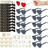 Party Sunglasses Heart Shaped Sunglasses, Bride to Be Heart Glasses Set, JGA Glasses Team Bride Bracelet, Bride Tattoo Stickers Tz-black