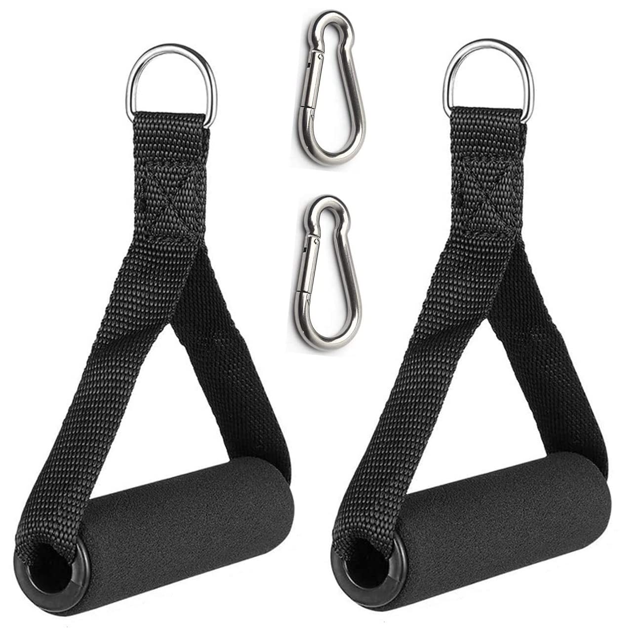 Heavy Duty Training Handle with Carabiners for Cable Machines and Gym Equipment, Compatible with Resistance Bands