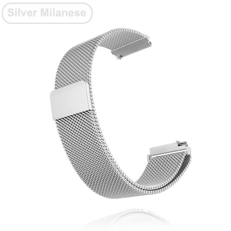 Garmin Venu SQ Compatible Metal Bracelet 18mm 20mm 22mm Silver Watch Band for Vivoactive 3 4 4s Venu 2 2s Forerunner 645 Silicone Nylon Loop
