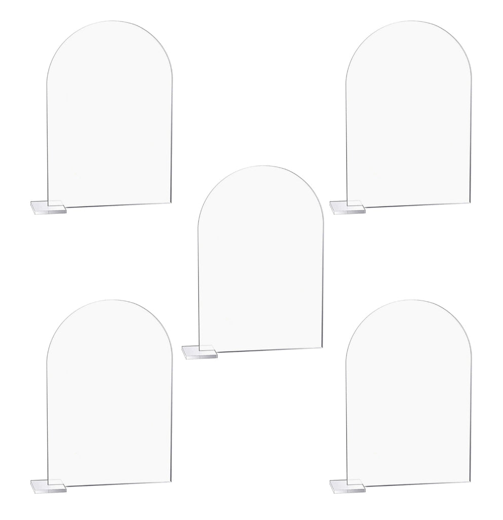 Transparent Acrylic Wedding Table Number Holders - 5-Pack Blank Arched Sign with Stand