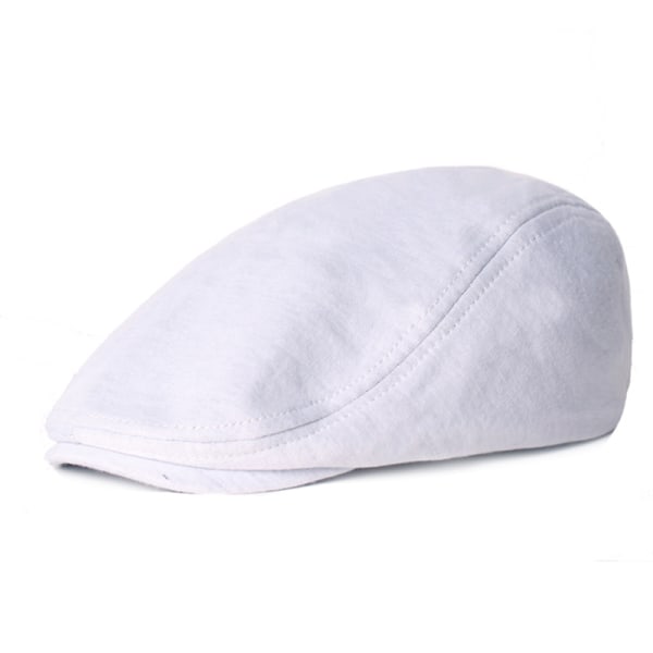 Unisex Cotton Beret - Soft Casual Solid Color Cap for Men and Women with Compatible with Apple Compatibility, White, One Size